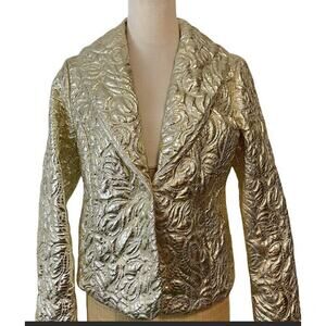 Michael Kors Gold Foil Brocade Pattern Jacket Sz 8